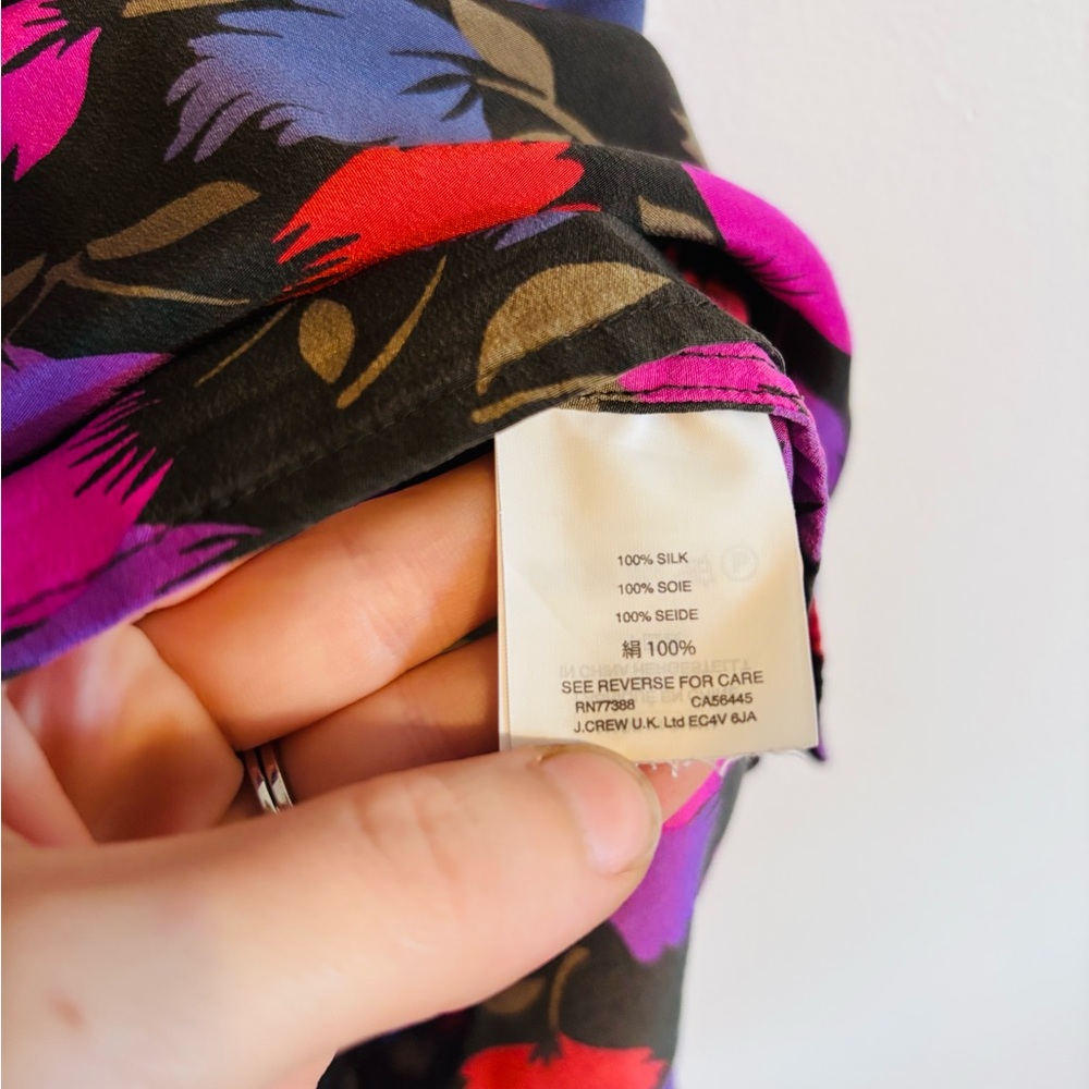 Jcrew silk floral sleeveless tank blouse with ruffle front detail size 12 - Picture 4 of 6